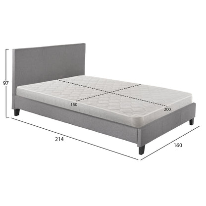Bed With Mattress Becca Hm21283.04 Grey Fabric--for Mattress 150x200cm