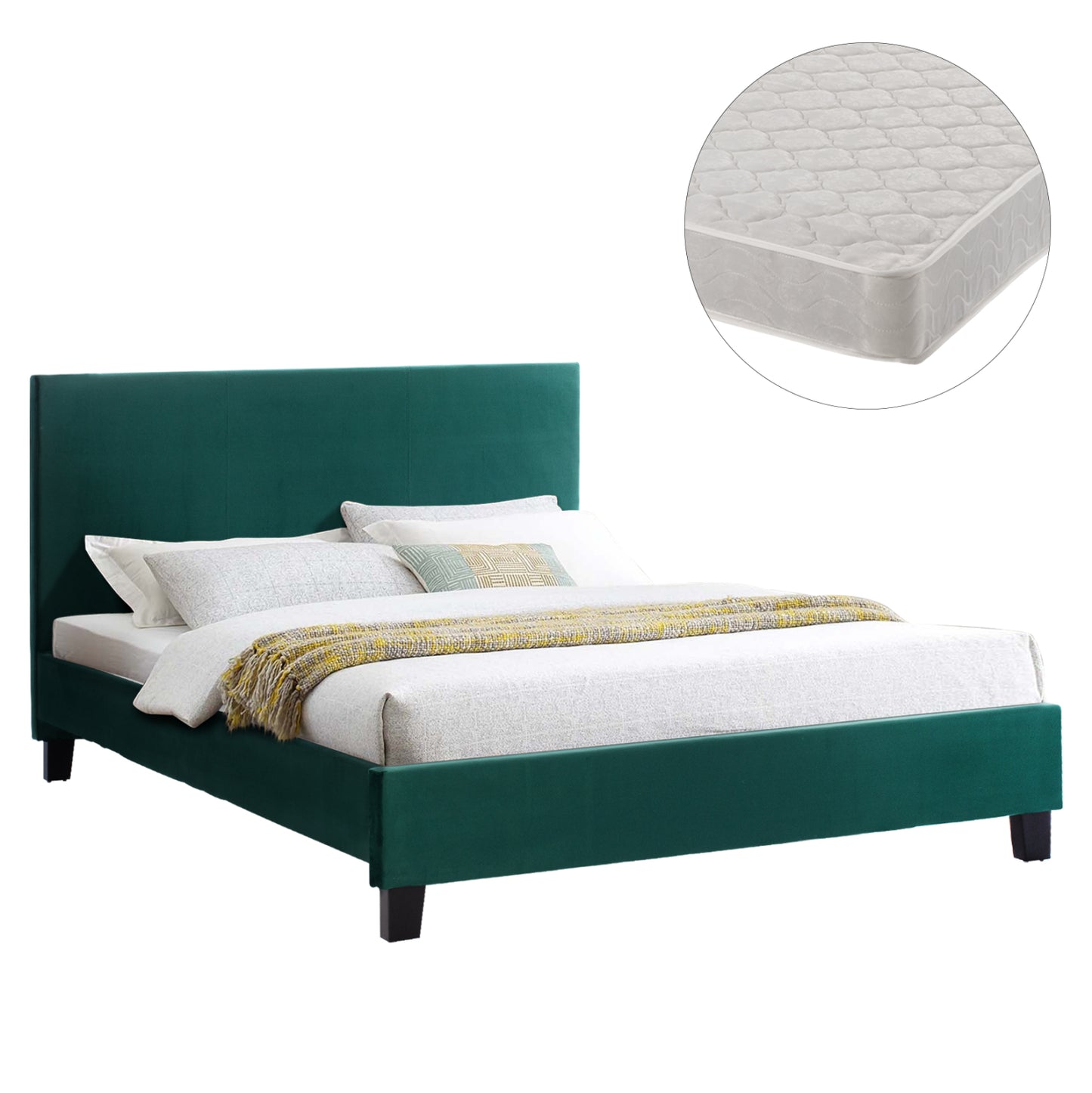 Bed With Mattress Becca Hm21283.06 Cypress Green Velvet--for Mattress 150x200cm