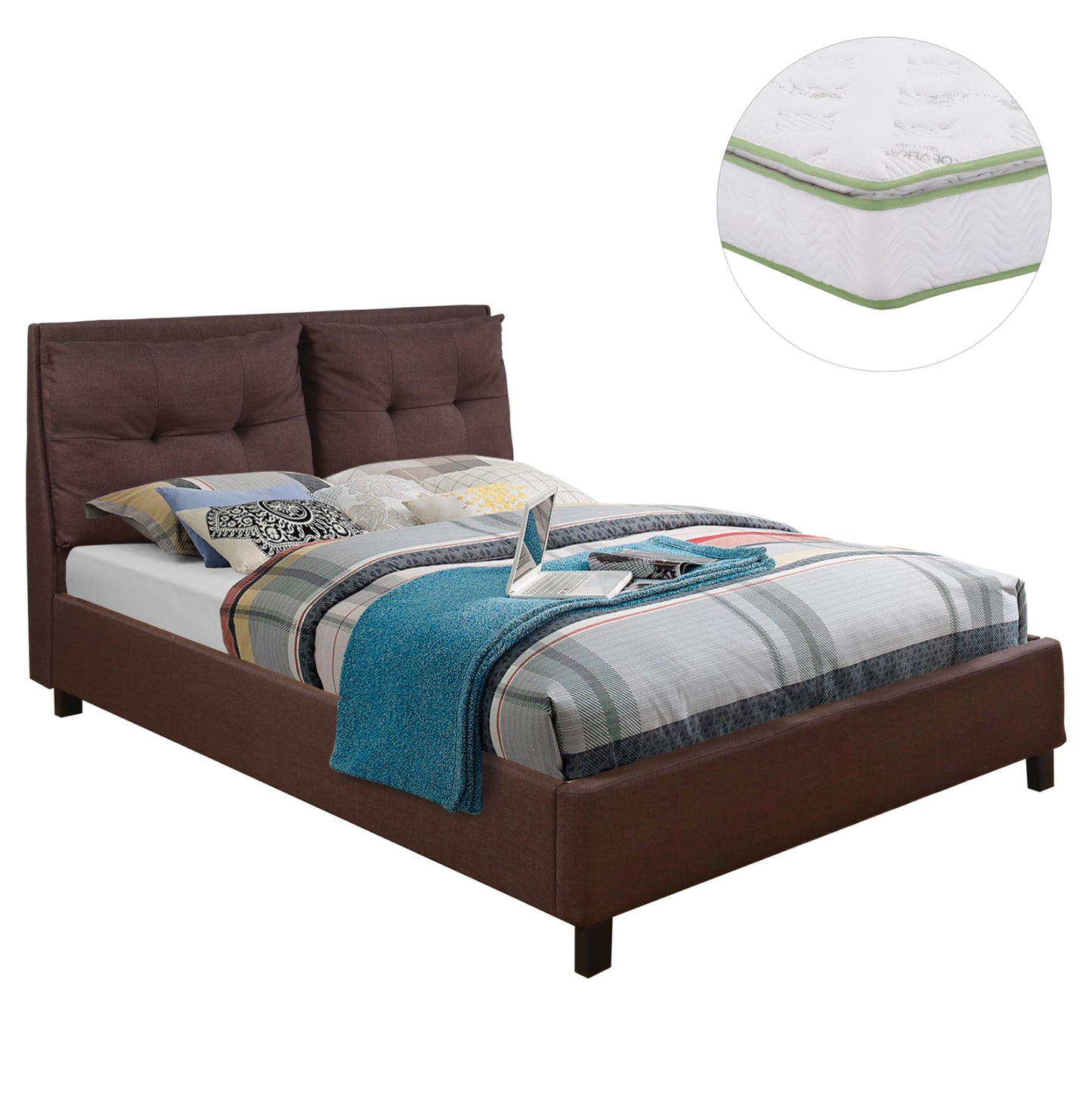 Bed With Mattress Billie Hm21284.01 Brown Fabric--for Mattress 160x200cm