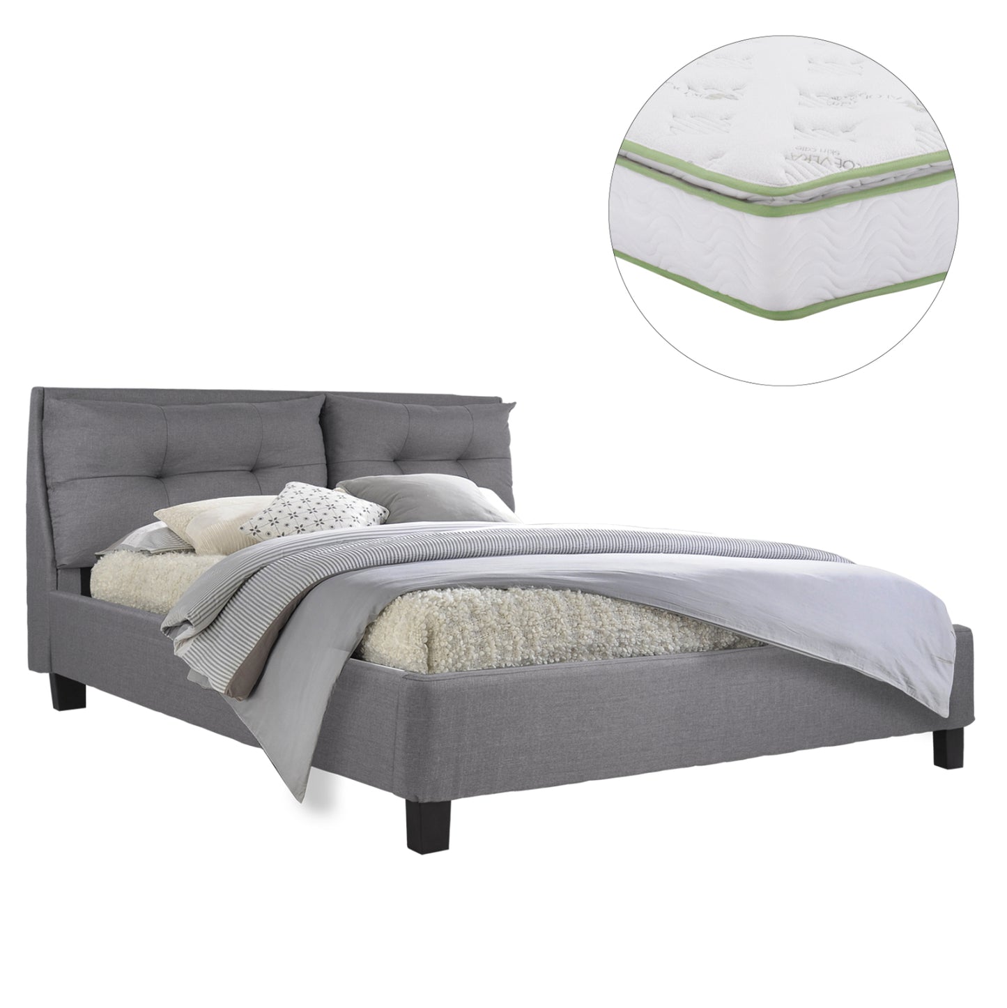 Bed With Mattress Billie Hm21284.03 Grey Fabric--for Mattress 160x200cm