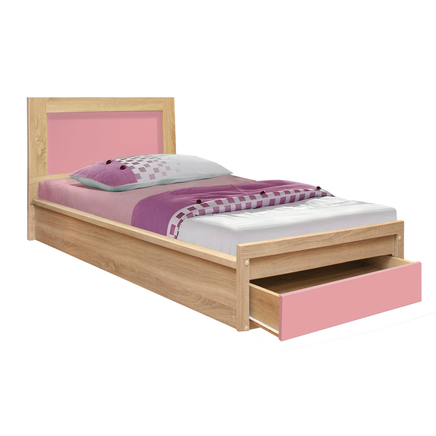 Bed With Drawer Playroom Hm330.02 Sonama-pink 90x190cm