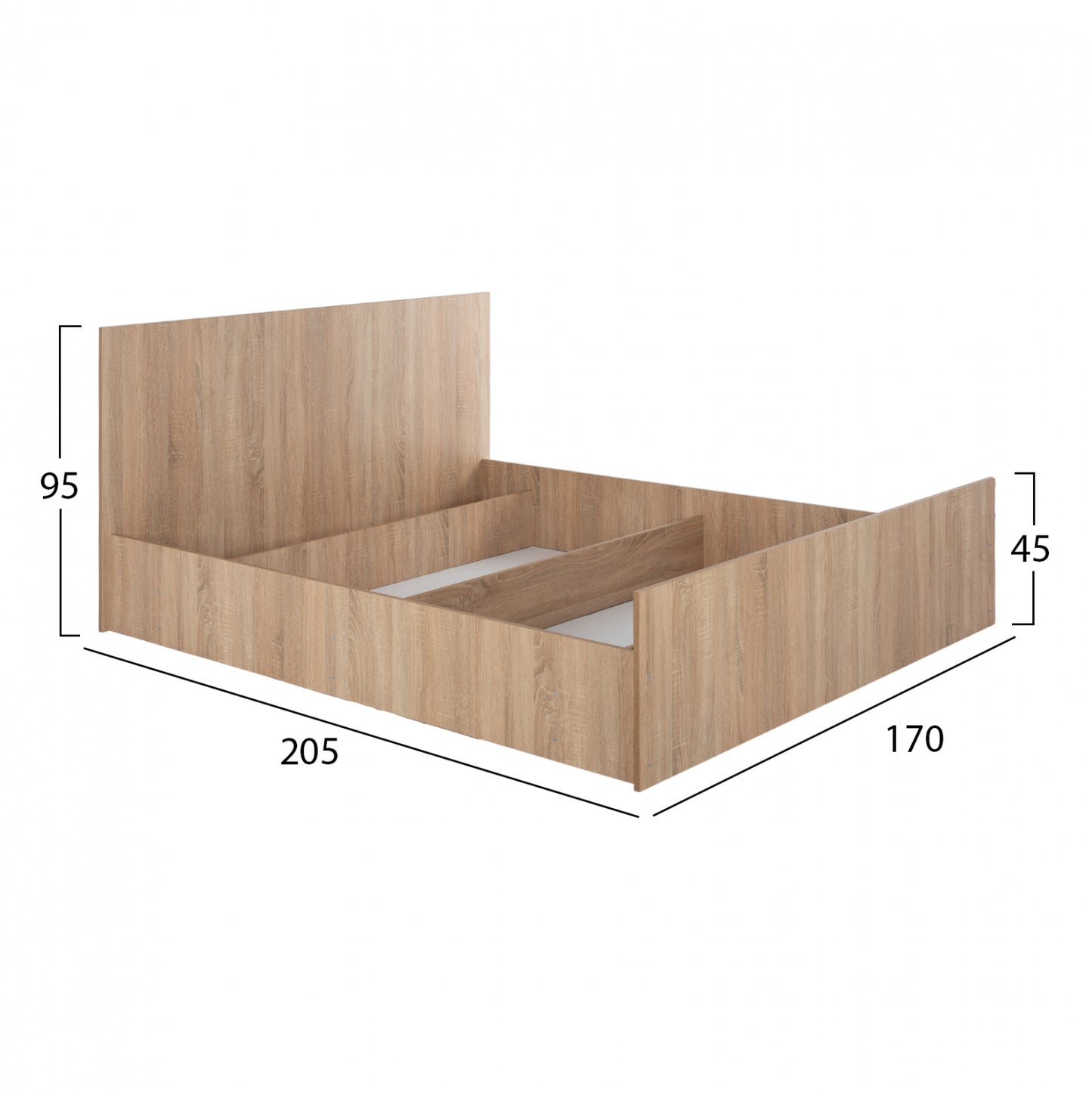 Bed Adler 160x200cm Sonoma Oak Hm2432