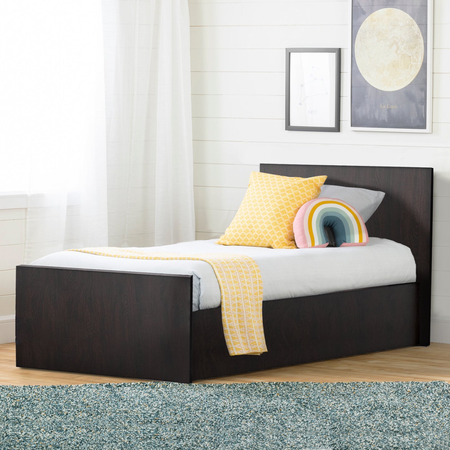 Melamine Bed For Mattress 90x200cm. Wenge Hm2433.02