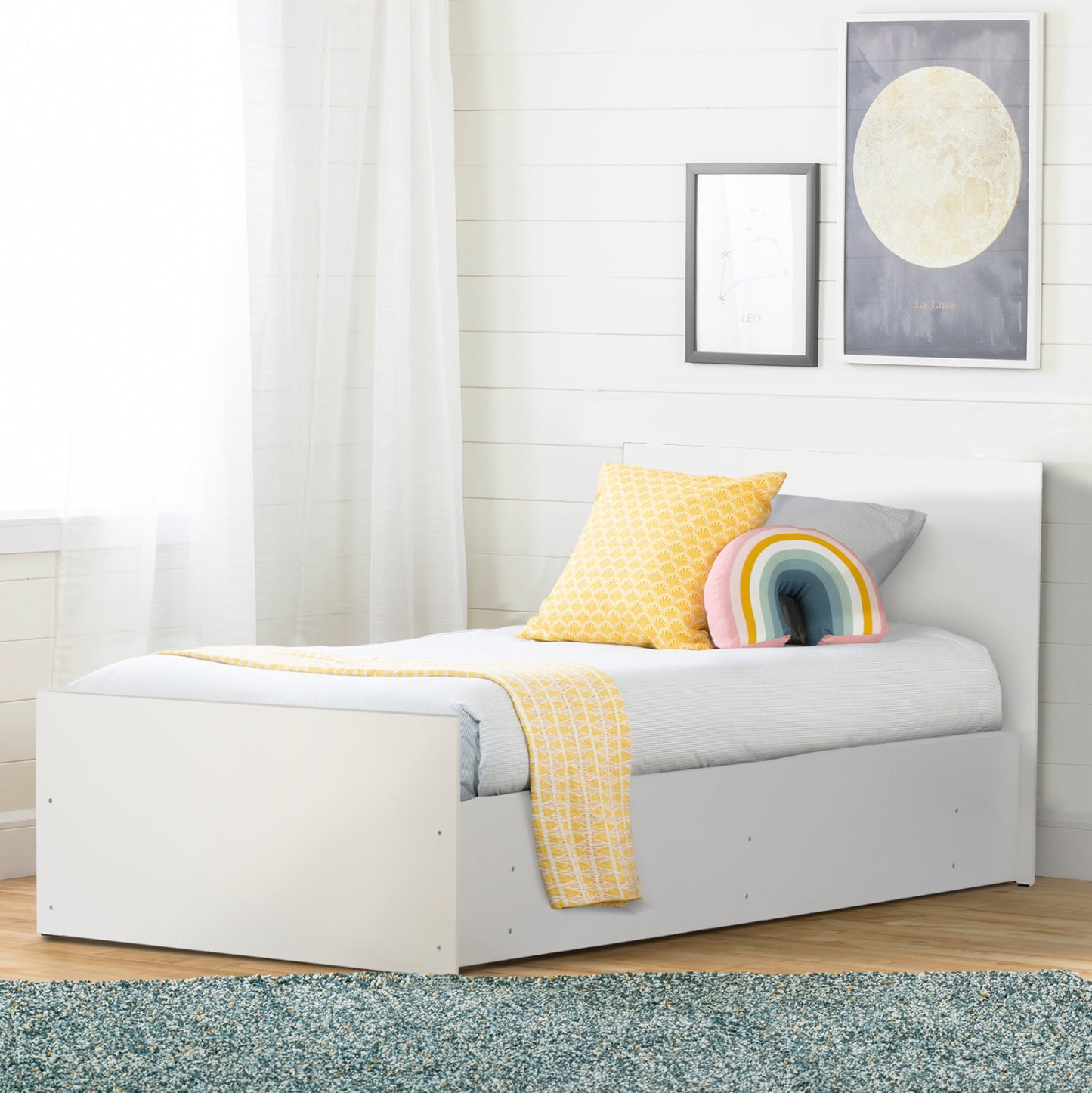 Melamine Bed For Mattress 90x200cm. White Hm2433.03