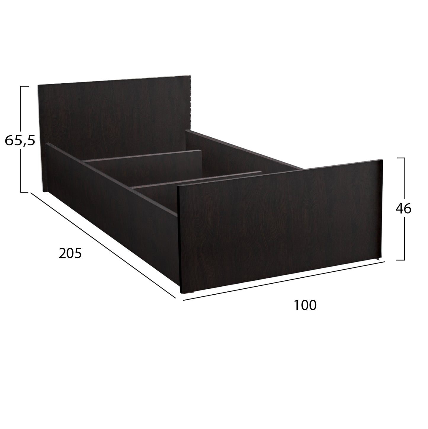 Melamine Bed For Mattress 90x200cm. Wenge Hm2433.02
