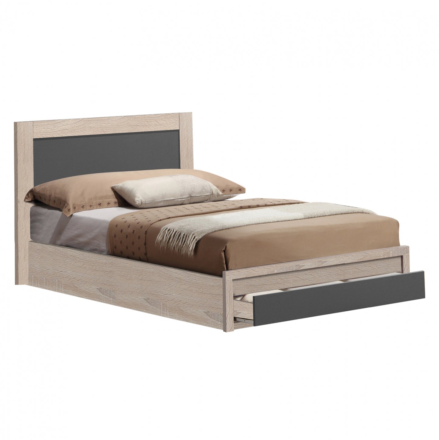 Bed Melany Hm346.04 With 1 Drawer In Sonoma Grey For Mattress 90x190cm