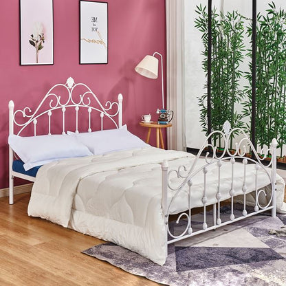 Maden Metallic Bed 150x200 Cm, White Color, Hm576.02