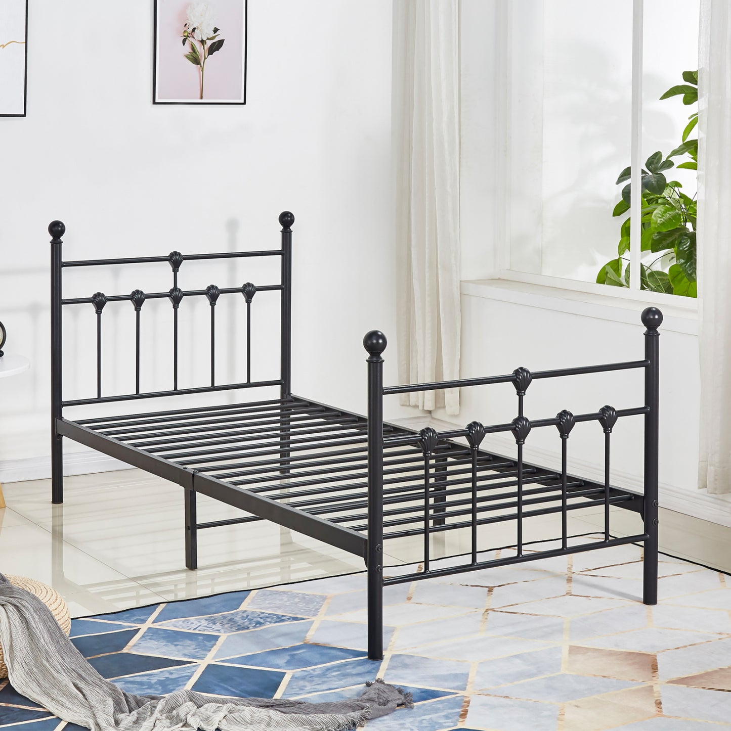 Metallic Bed, Kamil 90x190cm Black Hm574.01