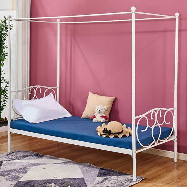 Hm572.02 Jaclyn, Metal Bed With Canopy, 90x190cm, White