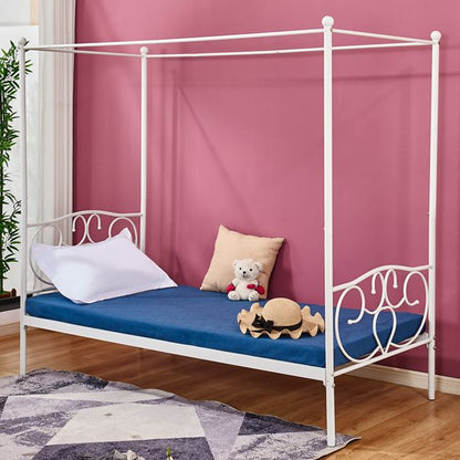 Hm572.02 Jaclyn, Metal Bed With Canopy, 90x190cm, White