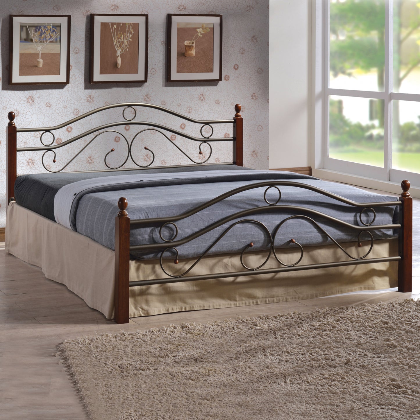 Bed Metallic-rubberwood Celina Hm311 For Mattress 150x200cm