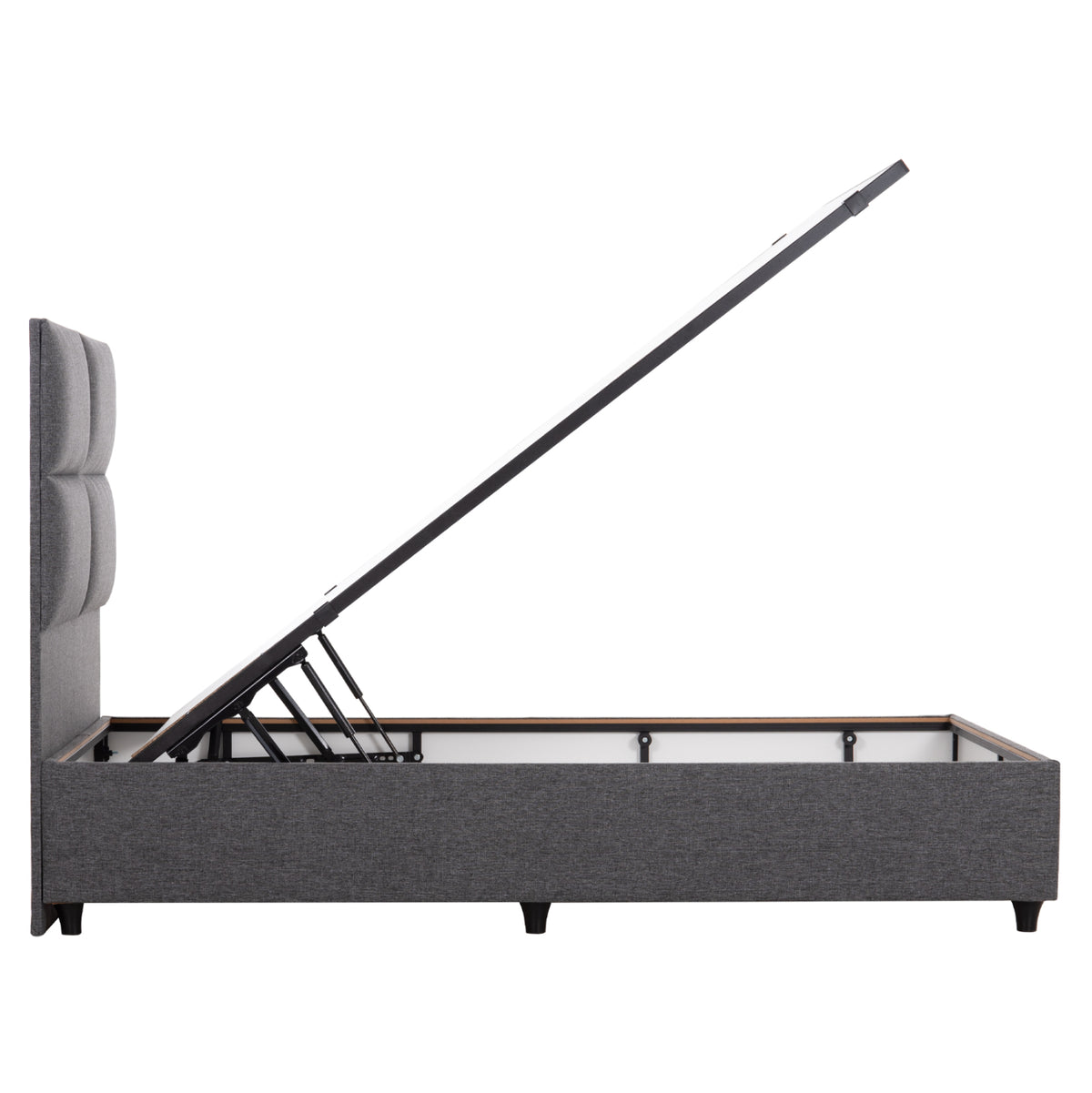 Semi-double Bed With Storage Space Milo Hm767.01 Grey Fabric--for Mattress 120x200cm