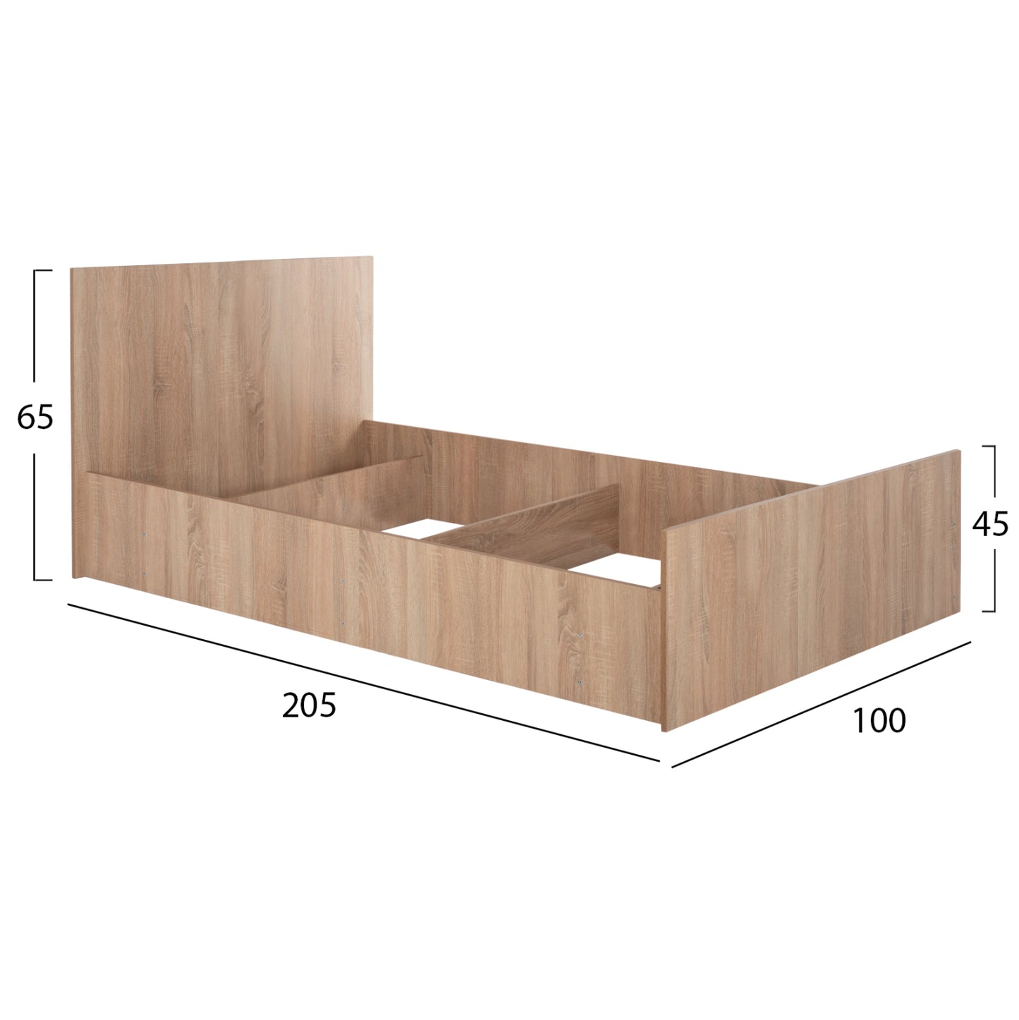 Single Bed 90x200 Sonoma Oak Hm2433.01