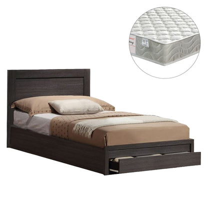 Single Bed With Drawer & Mattress Melany Hm10745.01 Melamine In Zebrano--for 90x190cm.