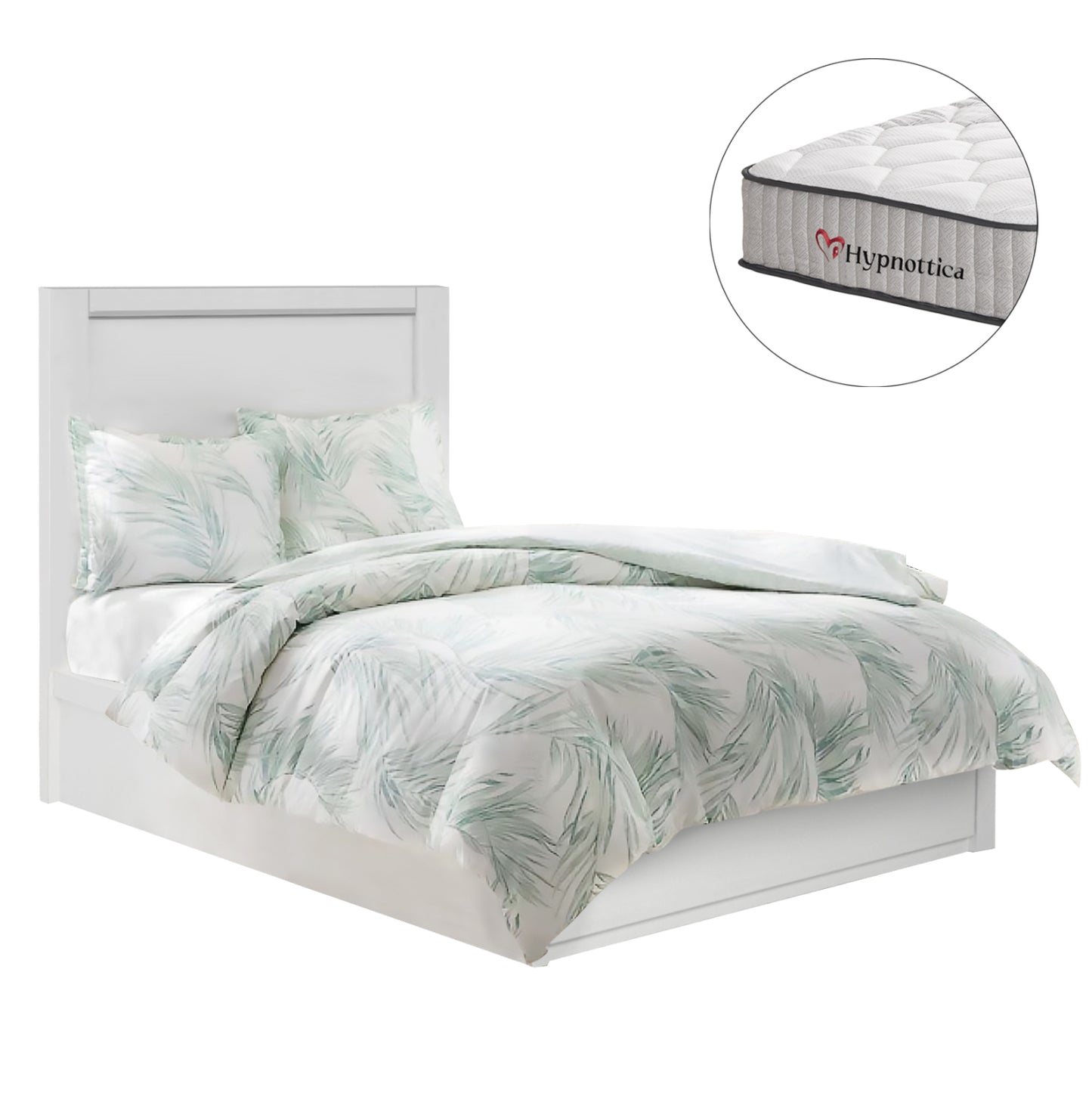 Single Bed With Drawer & Mattress Melany Hm10756.05 Melamine In White--for 90x190cm.