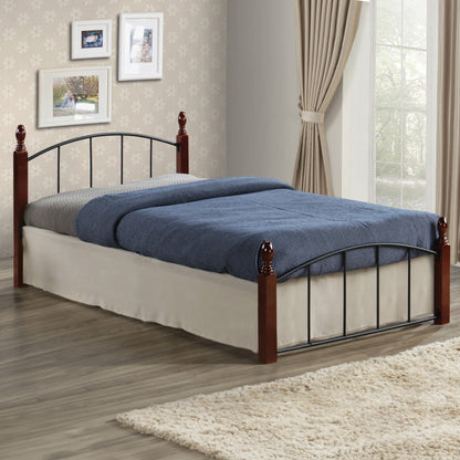 Bed With Mattress Makai Hm21330 Metal & Wood In Walnut--mattress 90x190cm