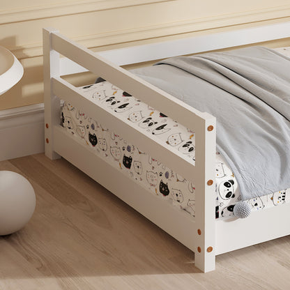 Bed For Kids Houser Hm676.03 T.montessori Solid Pine Wood In White- 190x90cm.