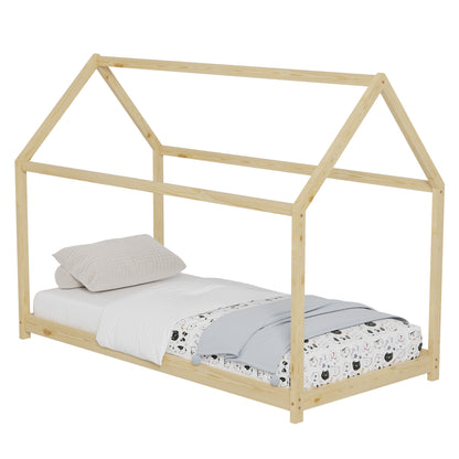 Bed For Kids Pepe Hm677.01 T.montessori Solid Pine Wood In Natural- 190x90cm.
