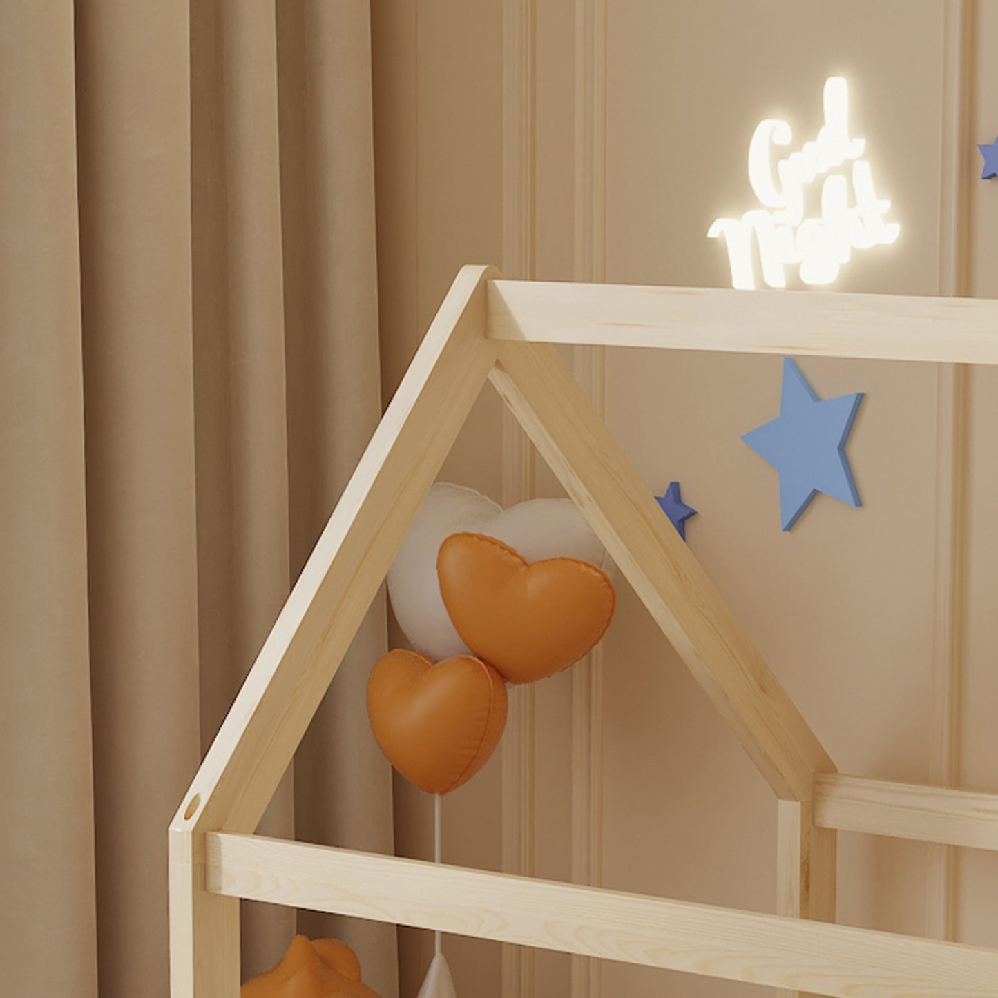 Bed For Kids Pepe Hm678.01 T.montessori Solid Pine Wood In Natural- 140x70cm.