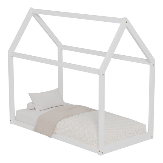 Bed For Kids Pepe Hm678.03 T.montessori Solid Pine Wood In White- 140x70cm.