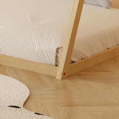 Bed For Kids Munk Hm681.01 T.montessori Solid Pine Wood In Natural For Mattress 190x90cm.