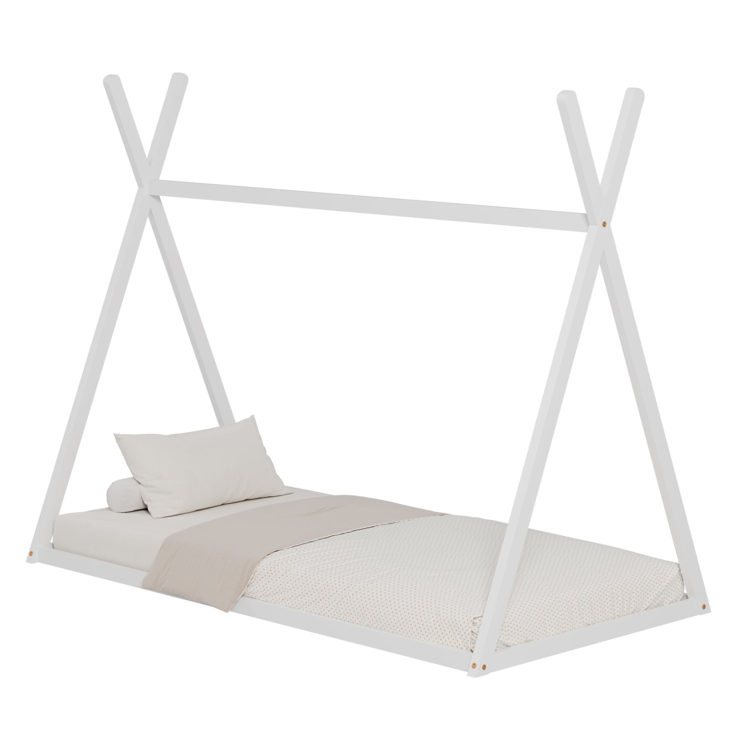 Bed For Kids Munk Hm681.03 T.montessori Solid Pine Wood In White For Mattress 190x90cm.