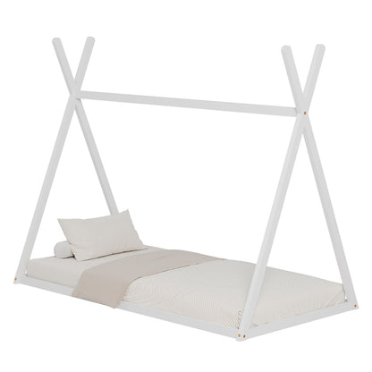 Bed For Kids Munk Hm681.03 T.montessori Solid Pine Wood In White For Mattress 190x90cm.