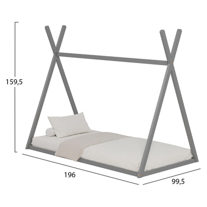 Bed For Kids Munk Hm681.05 T.montessori Solid Pine Wood In Grey- 190x90cm.