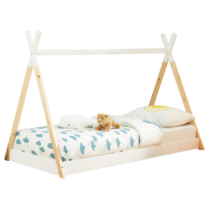 Bed For Kids Munk Hm699.03 T.montessori-pine Wood In Natural-white For Mattress 190x90cm.
