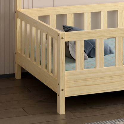 Bed For Kids Houser Hm740.01 T.montessori Solid Pine Wood In Natural Wood--for 190x90cm.