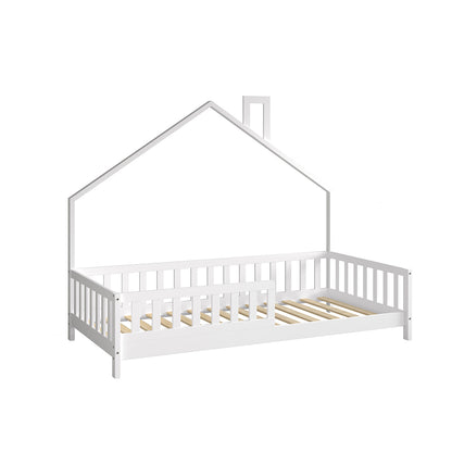 Bed For Kids Houser Hm740.03 T.montessori Solid Pine Wood In White--for 190x90cm.