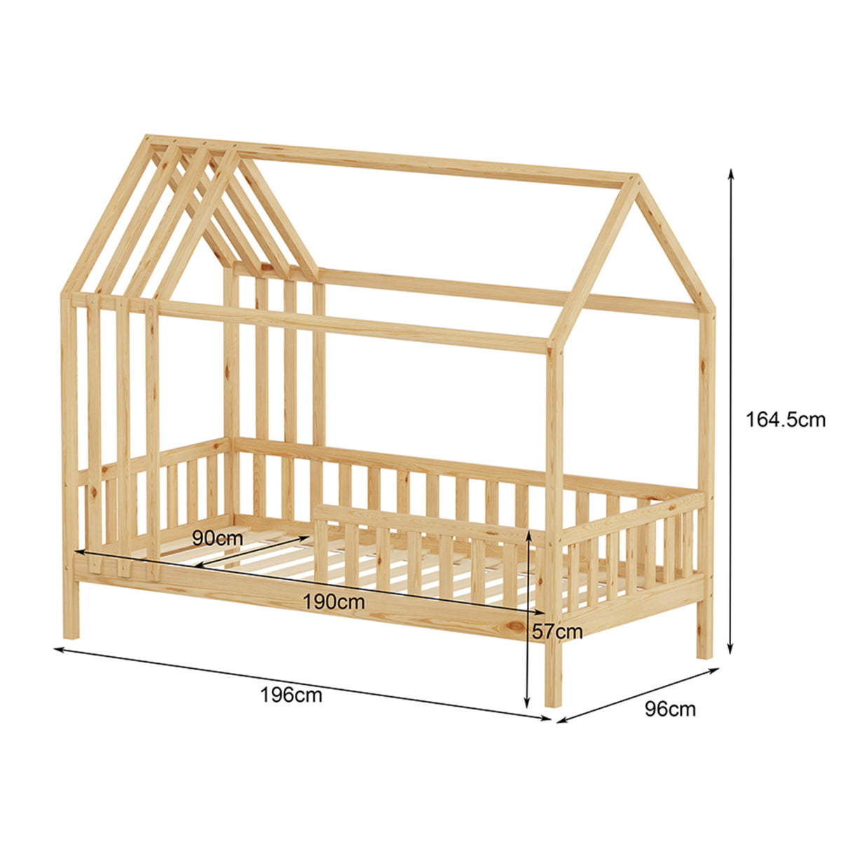 Bed For Kids Jogo Hm751.01 T.montessori Pine Wood In Natural--for 190x90cm.