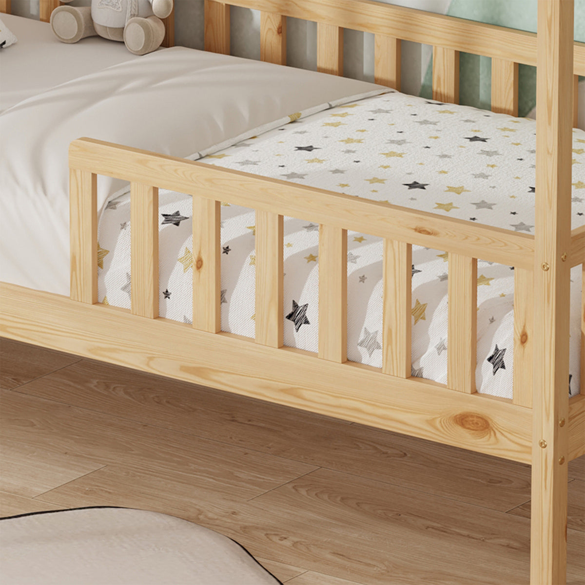 Bed For Kids Jogo Hm751.01 T.montessori Pine Wood In Natural--for 190x90cm.