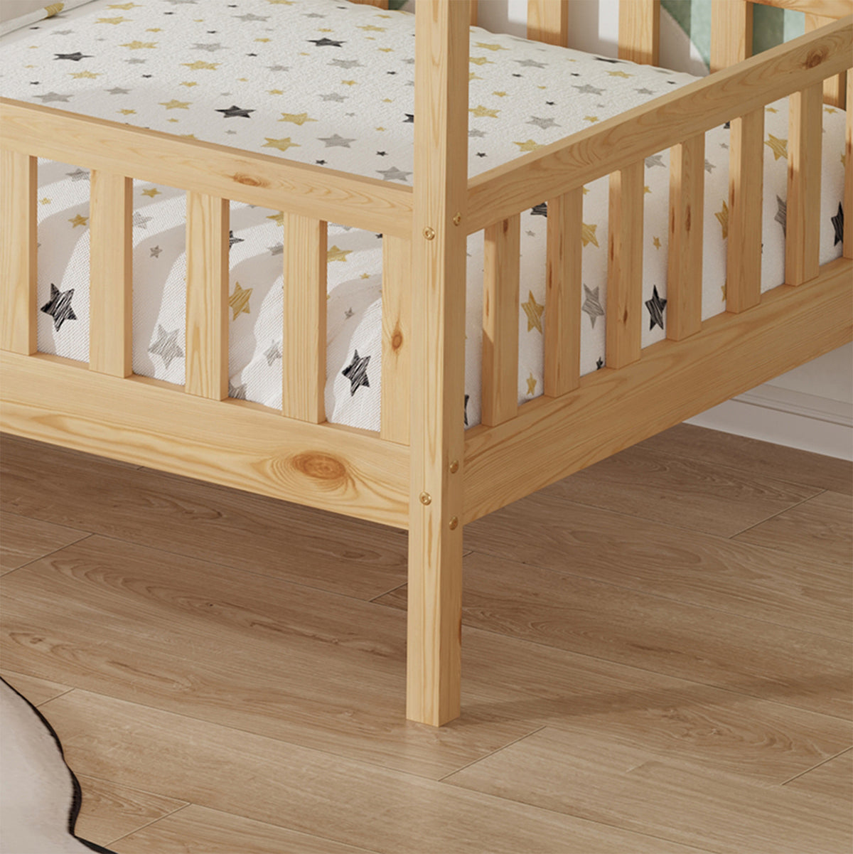 Bed For Kids Jogo Hm751.01 T.montessori Pine Wood In Natural--for 190x90cm.