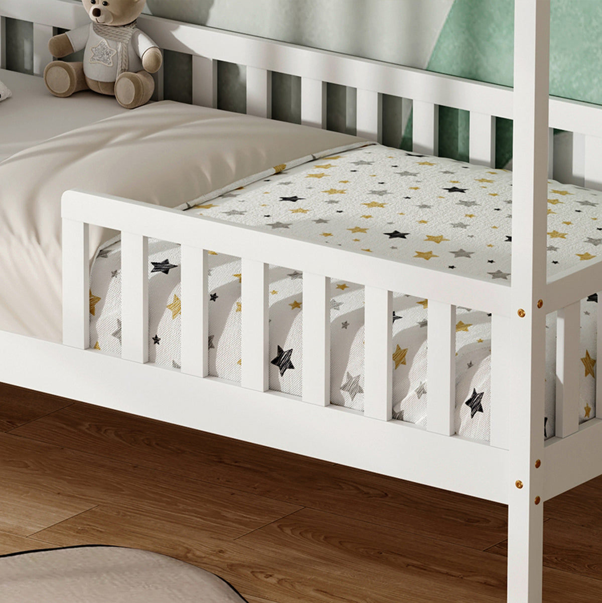Bed For Kids Jogo Hm751.03 T.montessori Pine Wood In White--for 190x90cm.