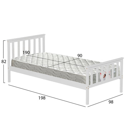 Bed With Mattress Gimly Hm21300.01 Pine Wood In White Color For Mattress 90x190cm