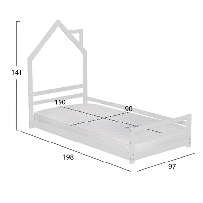 Bed With Mattress Houser Hm21301 Pine Wood In White Color--mattress 90x190cm