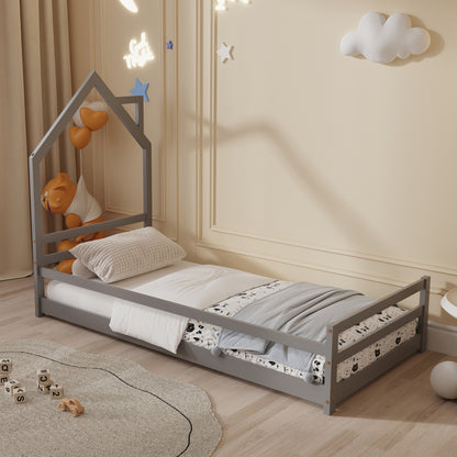 Bed With Mattress Houser Hm21301.01 Pine Wood In Grey Color--mattress 90x190cm