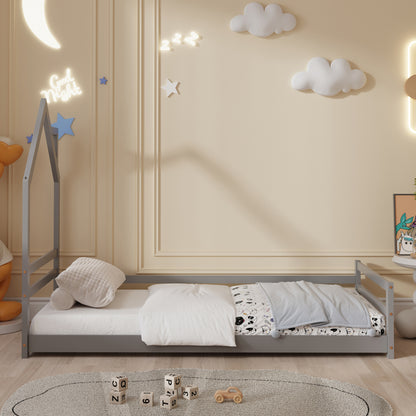 Bed With Mattress Houser Hm21301.01 Pine Wood In Grey Color--mattress 90x190cm