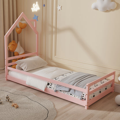Bed With Mattress Houser Hm21301.02 Pine Wood In Pink Color--mattress 90x190cm