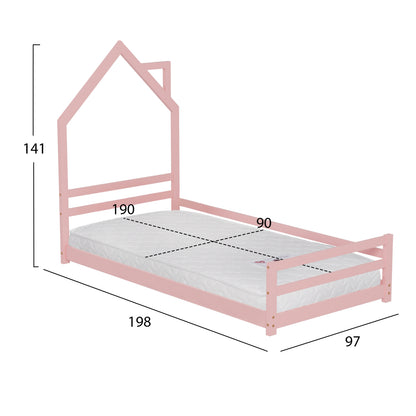 Bed With Mattress Houser Hm21301.02 Pine Wood In Pink Color--mattress 90x190cm