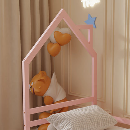 Bed With Mattress Houser Hm21301.02 Pine Wood In Pink Color--mattress 90x190cm