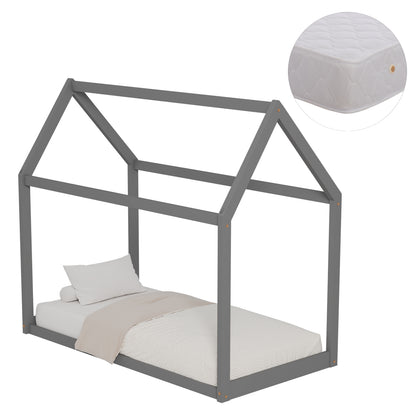 Bed With Mattress Pepe Hm21303.02 Pine Wood In Grey Color--mattress 70x140cm