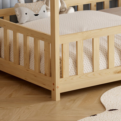 Bed With Mattress Phyllis Hm21304 Pine Wood In Natural Wood Color--mattress 90x190cm
