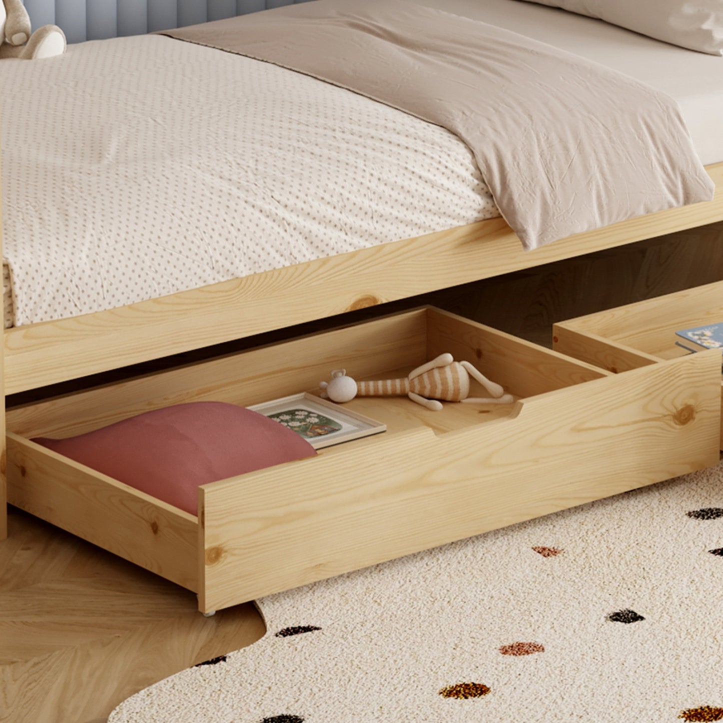 Bed With Mattress Klarice Hm21305 Pine Wood In Natural Wood Color--mattress 90x190cm