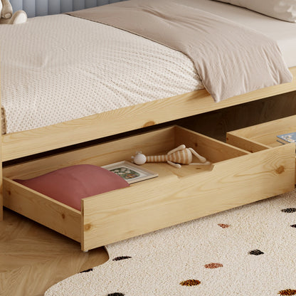 Bed With Mattress Klarice Hm21305 Pine Wood In Natural Wood Color--mattress 90x190cm