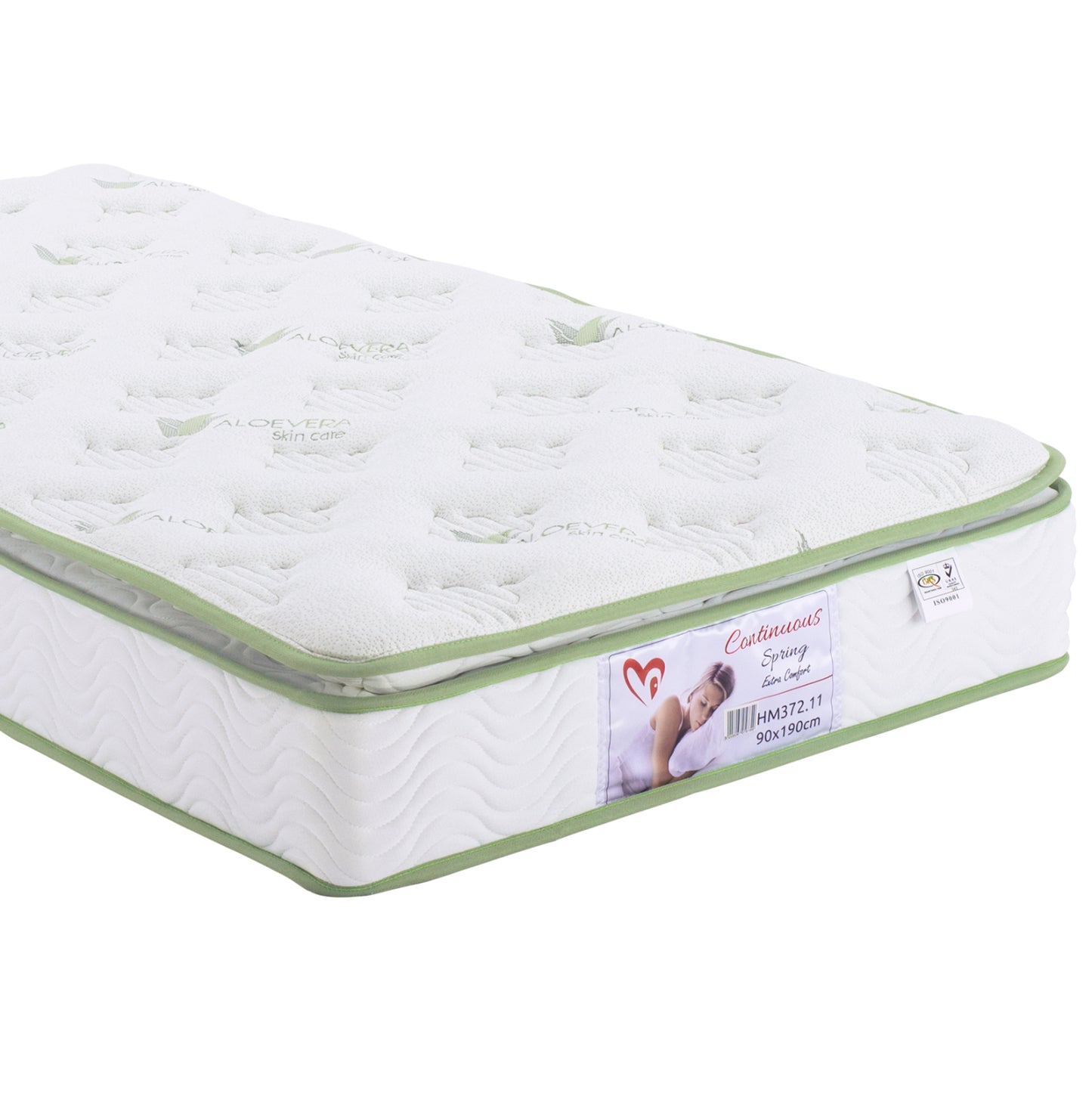 Bed With Mattress Goalie Hm21309 Pine Wood In Natural-white-black--mattress 90x190cm