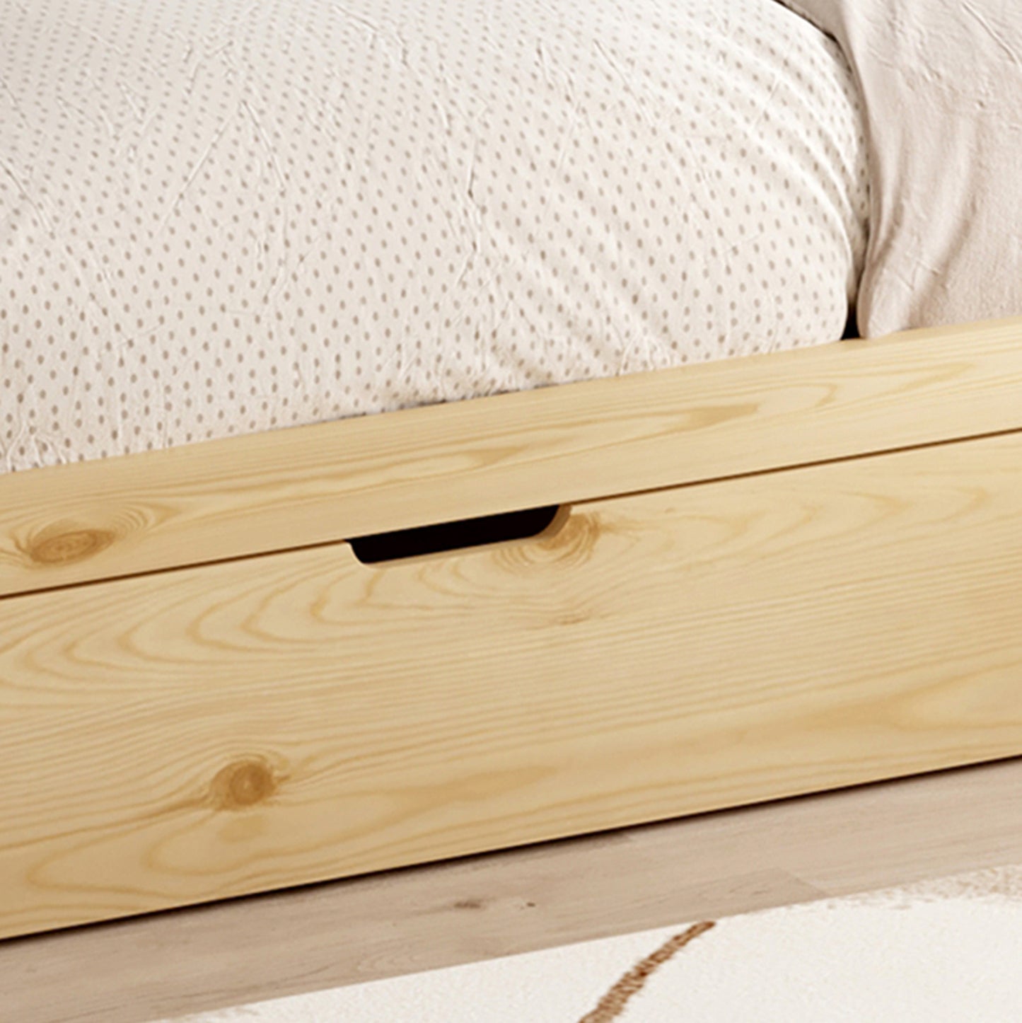 Bed With Mattress Goalie Hm21309 Pine Wood In Natural-white-black--mattress 90x190cm