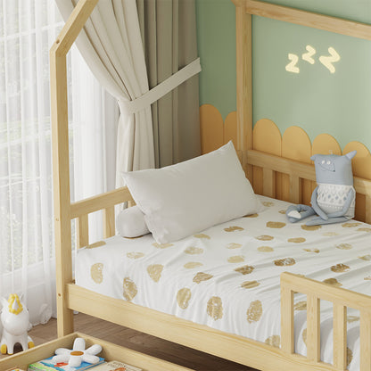 Bed With Drawers Phyllis Hm21324 Pine Wood In Natural Wood Color--with Mattress 90x190cm
