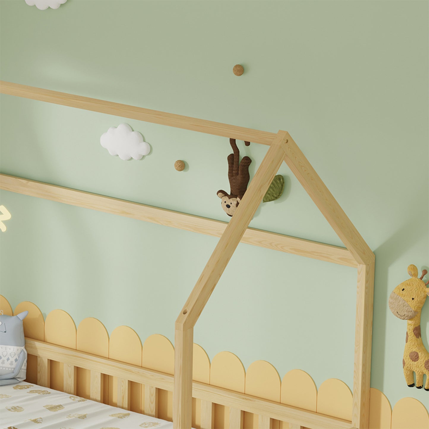 Kids' Bed With Drawers Phyllis Hm724.01 Pine Wood In Natural 196x97x161hcm.